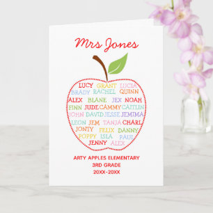 class names teacher thank you apple word art card