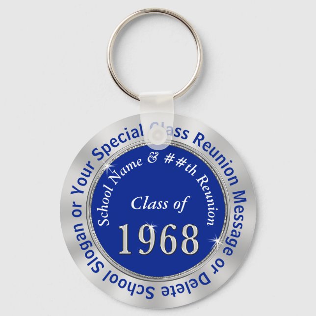 Class of 1968 Gifts Personalised 2 Text Boxes Key Ring (Front)