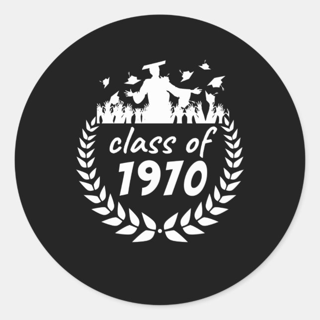 class of 1970 graduation or reunion design by year classic round sticker (Front)