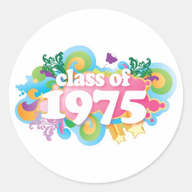 Class of 1975 classic round sticker (Front)