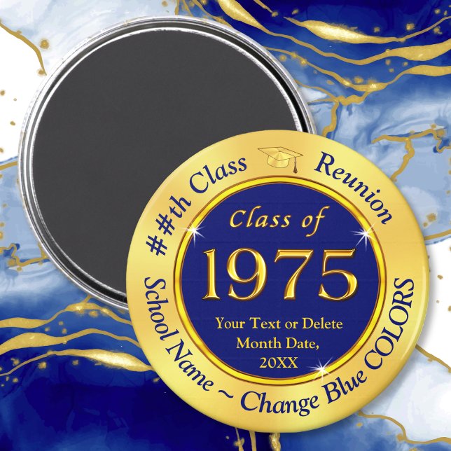 Class of 1975, Customisable Class Reunion Magnets (Cheap, Class of 1975 reunion, class reunion party favors. 50th class reunion souvenirs. Class of 75.)