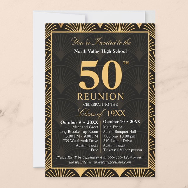 Class of 1976 50th Reunion Invitation Art Deco (Creator Uploaded)