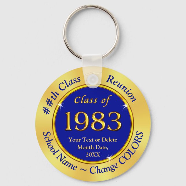 Class of 1983, Blue and Gold Party Favours,  Key Ring (Front)
