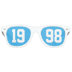 Class of 1998 25th High School Reunion Blue White Retro Sunglasses