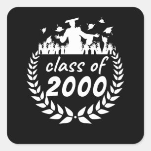 class of 2000 graduation or reunion design by square sticker