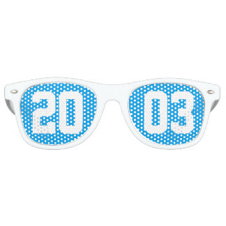 Class of 2003 20th High School Reunion Blue White Retro Sunglasses