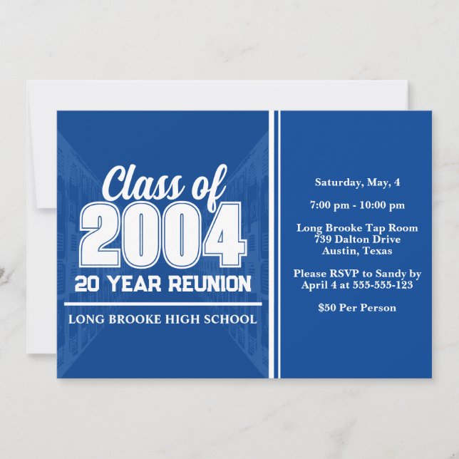 Class of 2004 20 Year High School Reunion Lockers Invitation (Front)