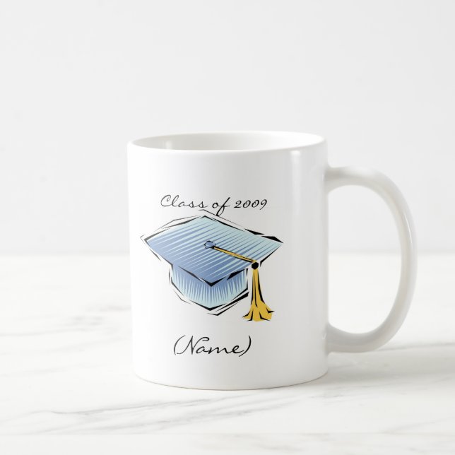 Class of 2009 Blue Graduation Cap Custom Mug (Right)