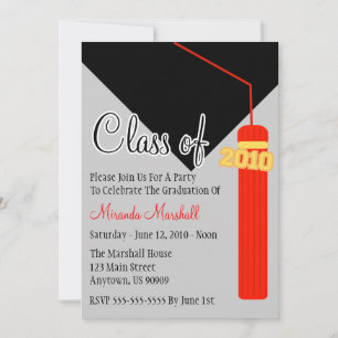 Class Of 2010 Tassel Graduation Invitation (Red)