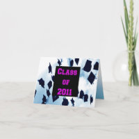 Class of 2011 Cap Toss Grad Pink Thank You Note