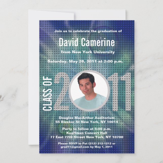Class of 2011 Graduation Invitation Blue Disco 1 (Front)