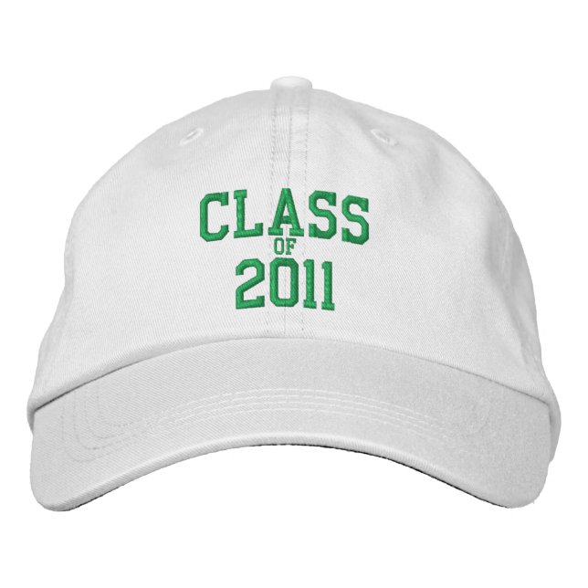 Class of 2011 Green Embroidered White Baseball Cap (Front)
