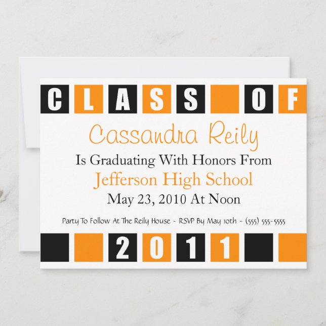 Class Of 2011 Invitation (Black / Orange Boxes) (Front)
