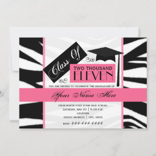 Class of 2011 Zebra Print & Pink Graduation Invite