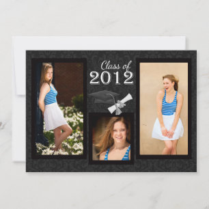 Class of 2012 Black Damask Graduation Invitation