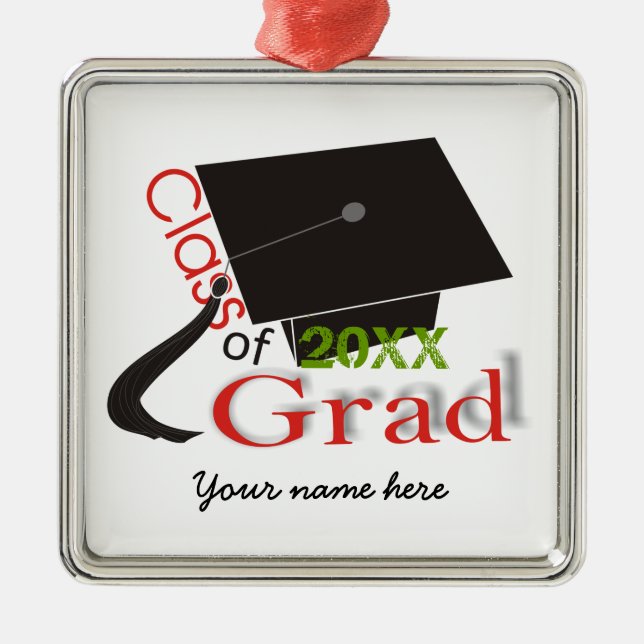 Class of 2012 Grad Graduation cap custom ornaments (Front)