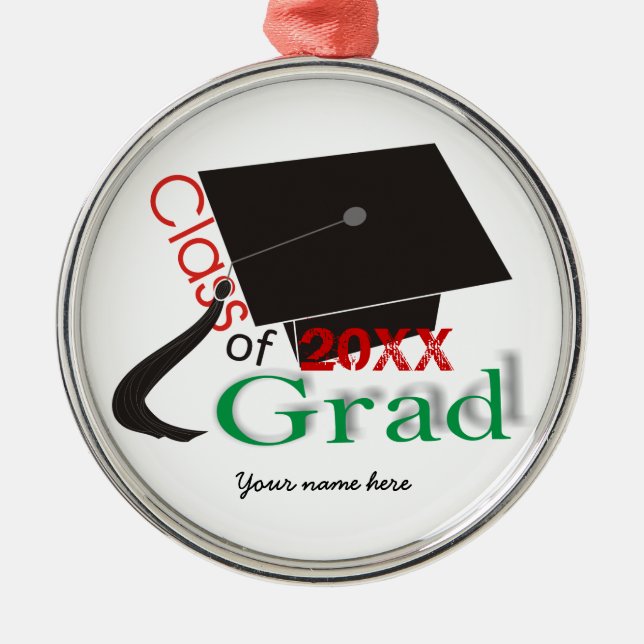 Class of 2012 green Grad Graduation cap Metal Tree Decoration (Front)