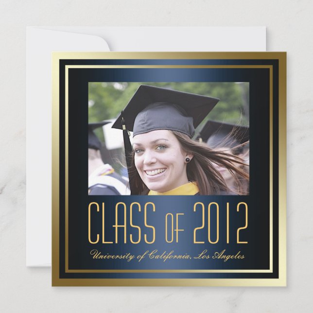 Class of 2012, Navy and Gold Graduation Invite (Front)