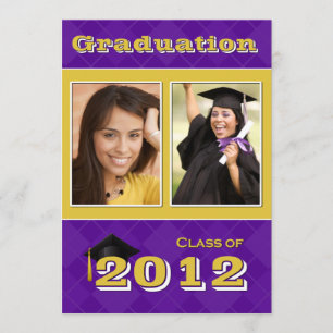 Class of 2012 Purple and Gold Argyle Graduation Invitation