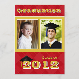 Class of 2012 Red and Gold Argyle Graduation Invitation
