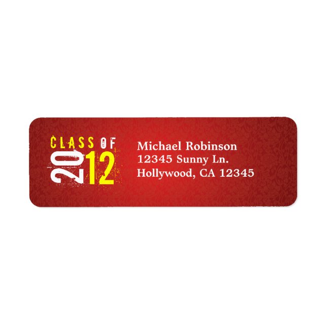 Class of 2012 Red / Yellow Return Labels (Front)