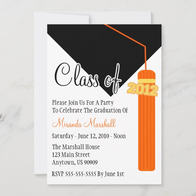 Class Of 2012 Tassel Graduation Invite (Orange) (Front)