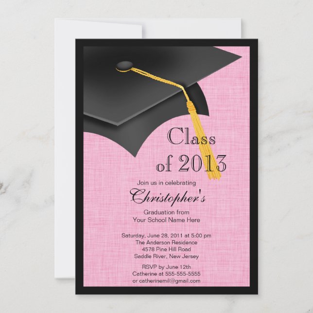 Class of 2013 Black Grad Cap Graduation Party Invitation (Front)