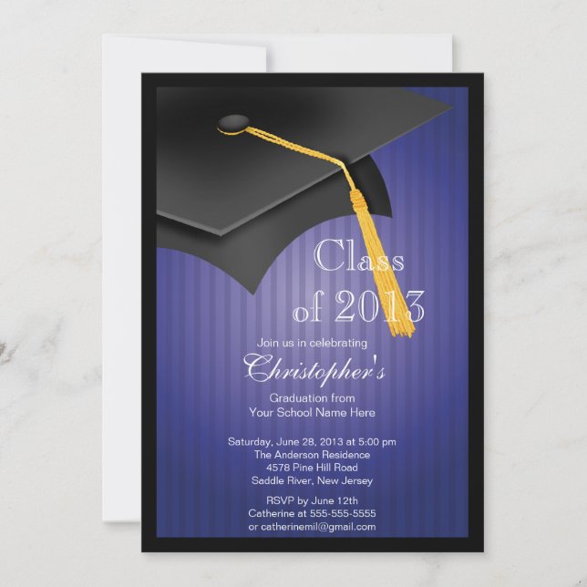 Class of 2013 Black Grad Cap Graduation Party Invitation (Front)