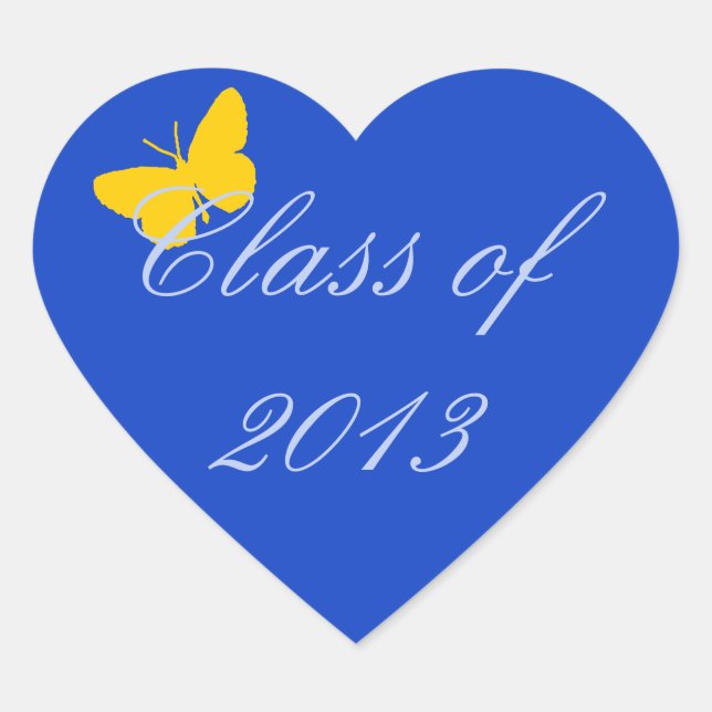 Class of 2013 - Blue and Gold Butterfly Heart Sticker (Front)