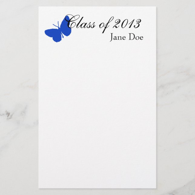 Class of 2013 - Blue Butterfly Stationery (Front)
