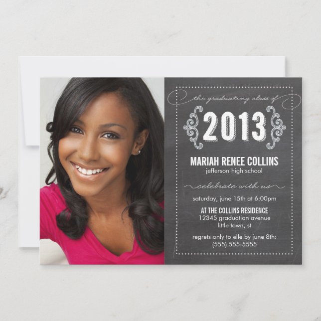 Class of 2013 Chalkboard Graduation Photo Invite (Front)