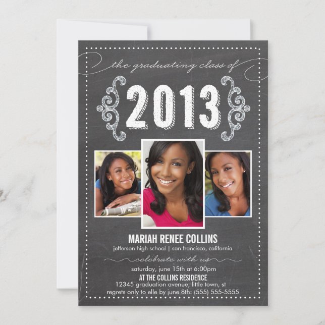Class of 2013 Chalkboard Graduation Photo Invite (Front)