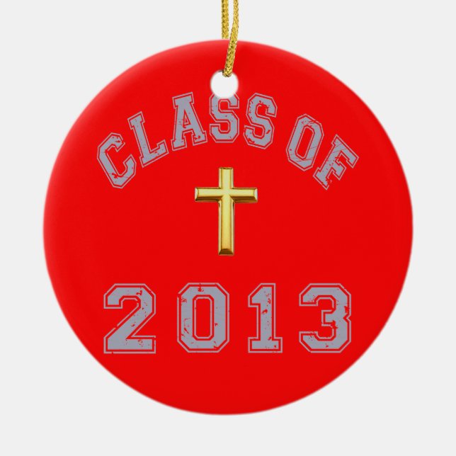 Class Of 2013 Christian Cross - Grey 2 Ceramic Tree Decoration (Front)
