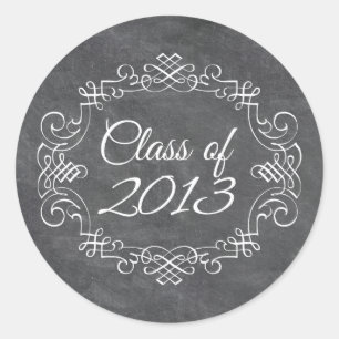 Class of 2013 vintage swirl chalkboard graduation classic round sticker