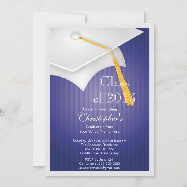 Class of 2013 White Grad Cap Graduation Party Invitation (Front)