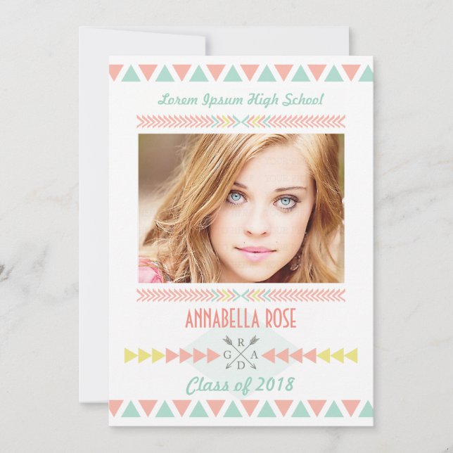 Class of 2014 Aztec Tribal Photo Graduation Party Invitation (Front)