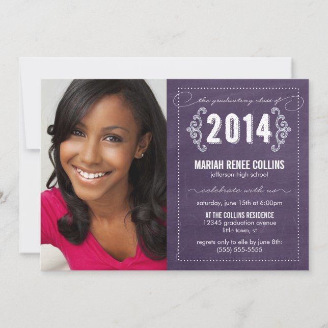 Class of 2014 Chalkboard Graduation Photo Invite (Front)