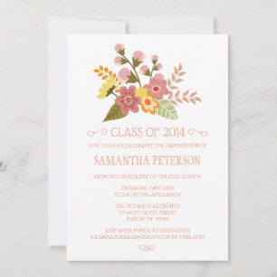 Class of 2014 floral bouquet graduation party invitation