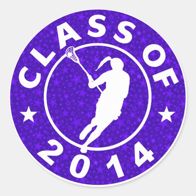 Class Of 2014 Girl Lacrosse Classic Round Sticker (Front)