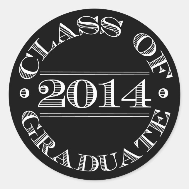 Class of 2014 Graduation Sticker Black | White (Front)