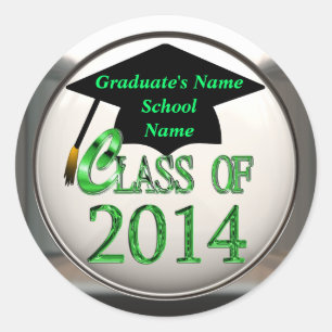 Class Of 2014 Green Graduation Stickers