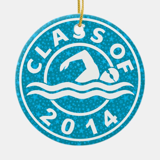 Class Of 2014 Swimming Ceramic Tree Decoration (Front)
