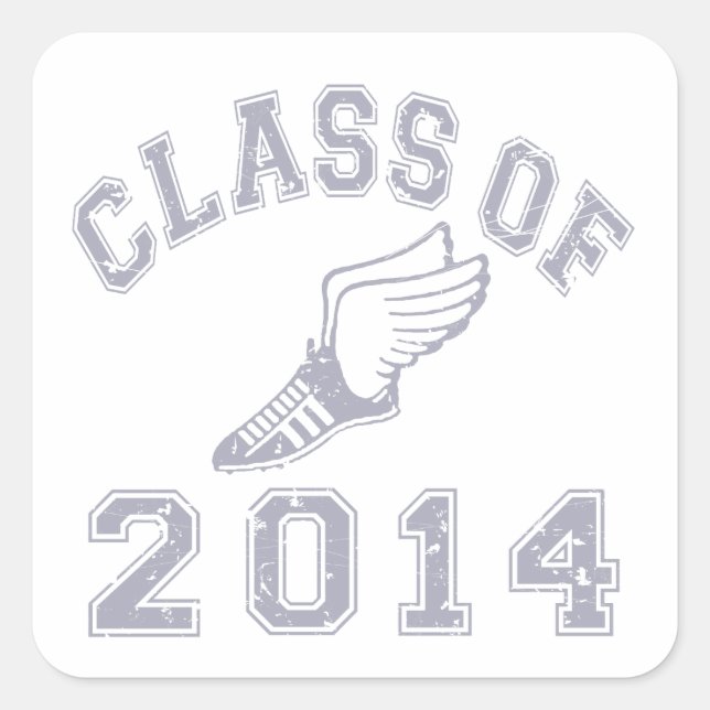 Class Of 2014 Track & Field Grey 2 Square Sticker (Front)
