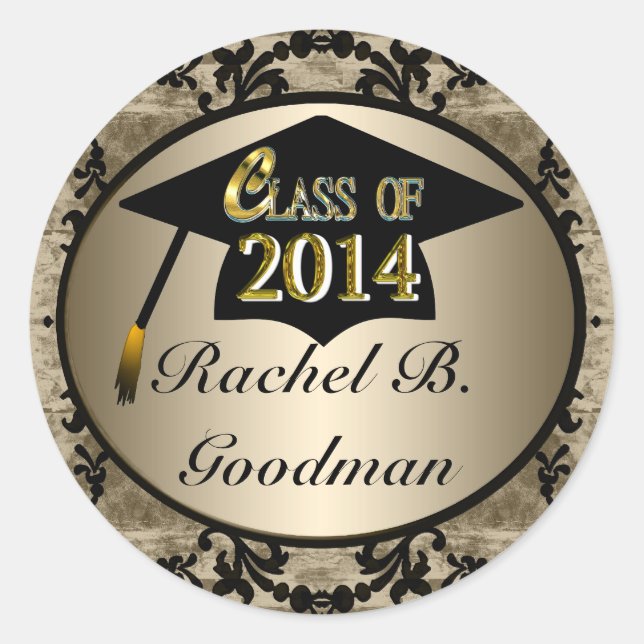 Class Of 2014 Vintage Gold Graduation Stickers (Front)