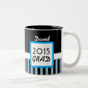 Class of 2015 ANY YEAR Custom Name Blue Stripes A4 Two-Tone Coffee Mug