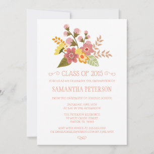 Class of 2015 floral bouquet graduation party invitation
