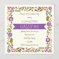 Class of 2015 purple floral border graduation