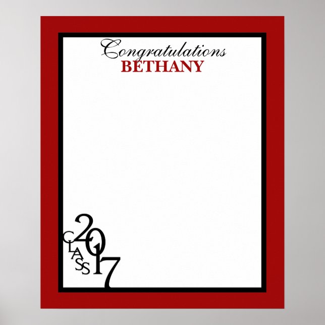 Class of 20167 Graduation Autograph Keepsake Red Poster (Front)