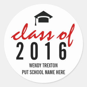 Class of 2016 graduation handwritten modern classic round sticker