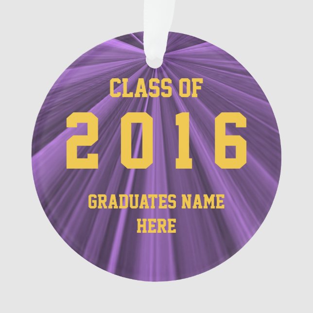 Class of 2016 Purple and Gold Round Ornament (Front)